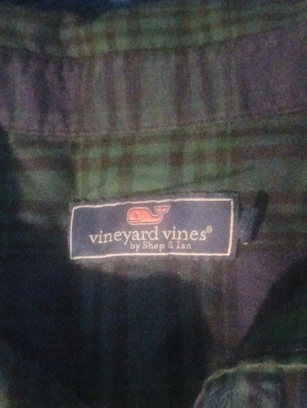 Vineyard Vines Green and Navy Plaid Button-Down Shirt